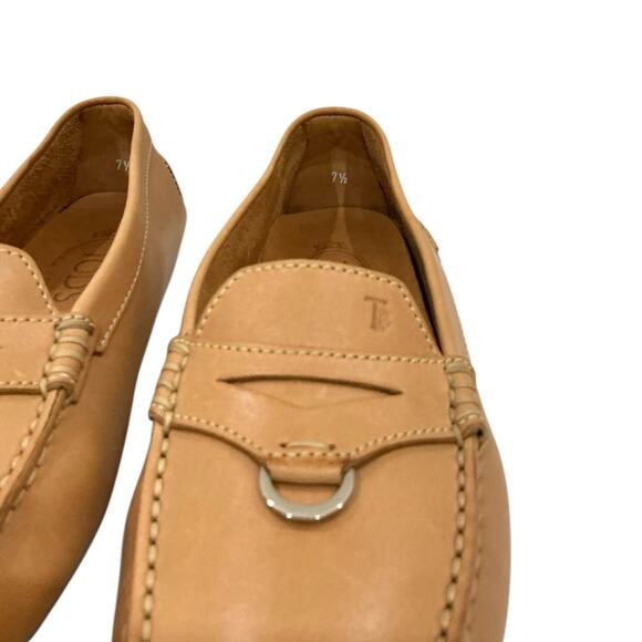 Tod’s Gommini Ring Moccasin Loafers Calfskin Leather Tan Size 7.5 Made Italy - Picture 6 of 10